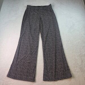 Max Edition Womens Wide Leg Pants Black White Geometric Print Stretch Size M
